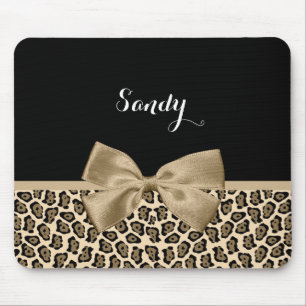 Girly Light Brown Jaguar Niedlich Brown Bow mit Na Mousepad