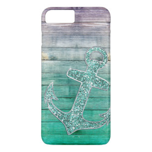 Girly lila Aqua-Anker-u. Holz-nautischblick Case-Mate iPhone Hülle