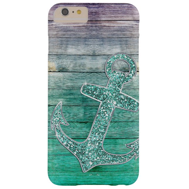 Girly lila Aqua-Anker-u. Holz-nautischblick Case-Mate iPhone Hülle (Rückseite)