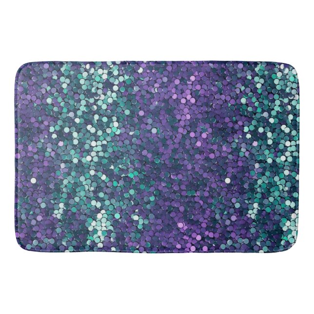 Girly Lila Aqua Mermaid Sparkle Badematte (Vorderseite)
