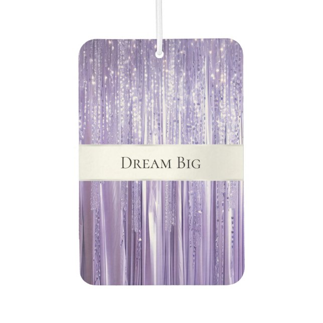Girly Lila Glam Glitzy Tinsel Stripes Autolufterfrischer (Vorderseite)