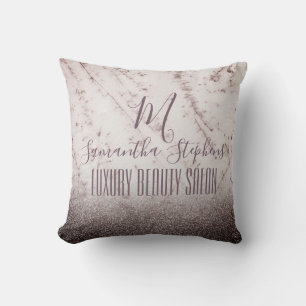 Girly Lila Glittery Elegante Monogram Kissen