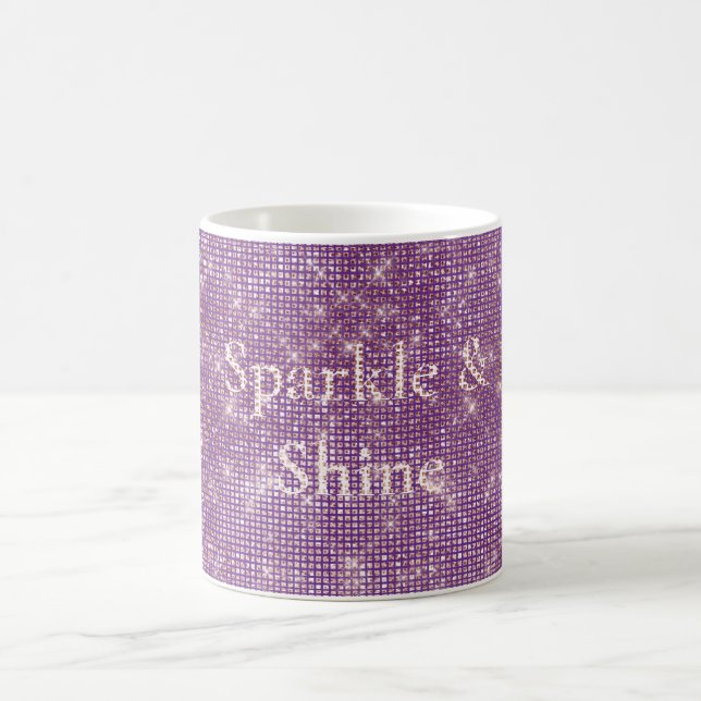 Girly Lila Glitzy Sparkle Kaffeetasse (Mittel)