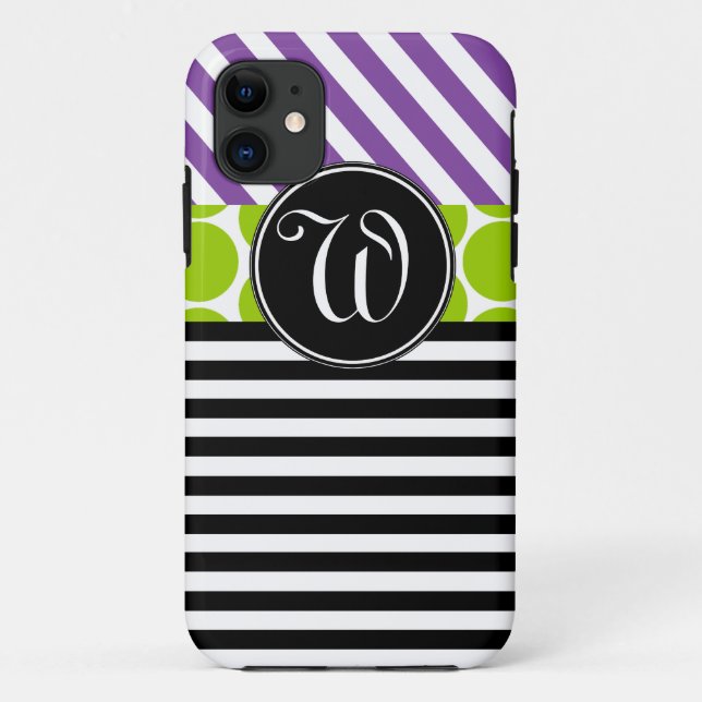 GIRLY LILA GRÜNES SCHWARZES STRIPES iPHONE 5 Case-Mate iPhone Hülle (Rückseite)