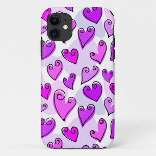 Girly Lila Hearts Niedlich Romantischer Valentinst Case-Mate iPhone Hülle