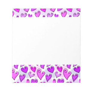 Girly Lila Hearts Niedlich Romantischer Valentinst Notizblock