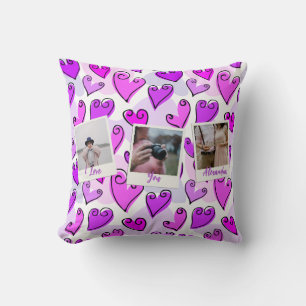Girly Lila Hearts Niedlich Romantisches Valentinis Kissen