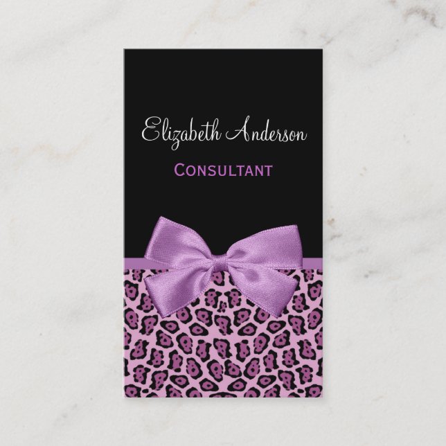 Girly Lila Jaguar Boutique Chic Lavender Bow Visitenkarte (Vorderseite)