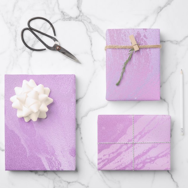 Girly Lila Pink Abstrakt Geschenkpapier Set (Vorderseite)
