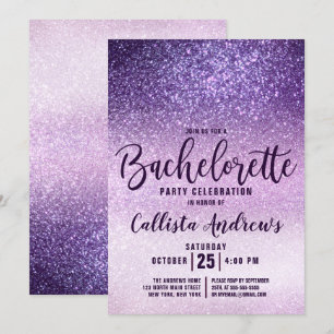 Girly Lila Triple Glitzer Bachelorette Einladung