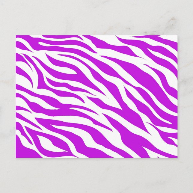 Girly Lila White Zebra Stripes Wild Animal Print Postkarte (Vorderseite)