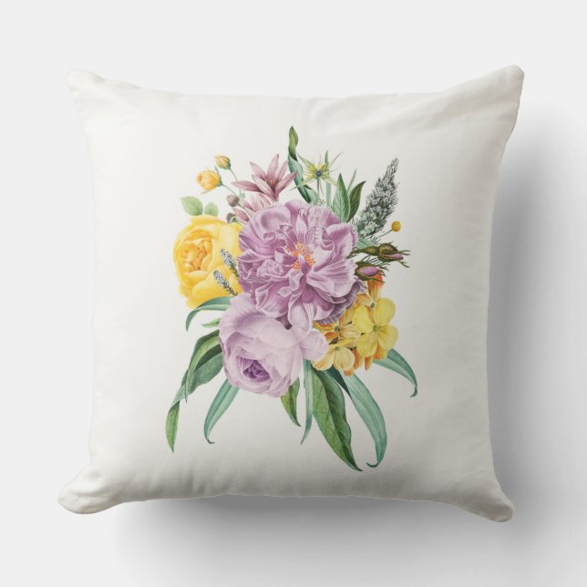 Girly Lila Yellow Chic floral Kissen (Vorderseite)