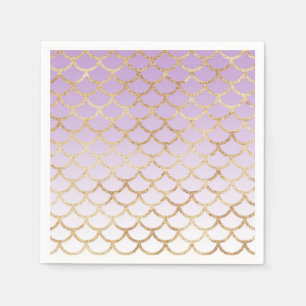 Girly Lilac Lila Gold Meerjungfrau Glitzer Glitzer Serviette