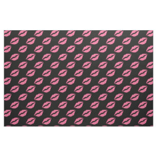 Girly Lippen Pink und Schwarz-Kuss-Muster Stoff