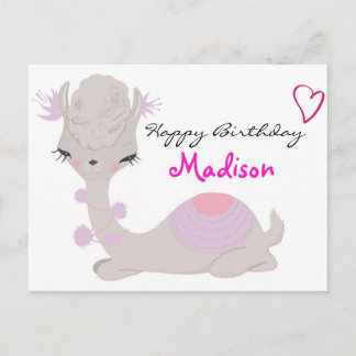 Girly Llama Custom Postkarte