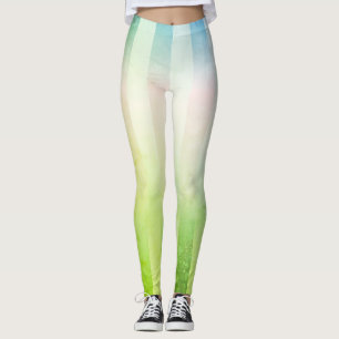 Girly Long vertikale Streifen grün und blau Leggings