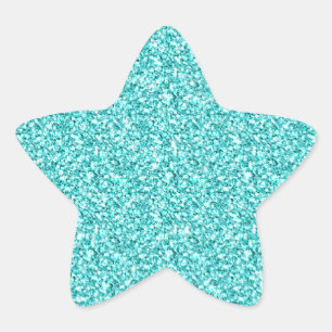 Girly, lustiger aquablauer Glitterdruck Stern-Aufkleber