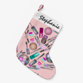 Girly Mädchen-handgemaltes Aquarell-Make-up auf Kleiner Weihnachtsstrumpf