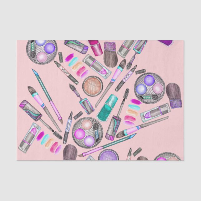 Girly Mädchen-handgemaltes Aquarell-Make-up auf Seidenpapier (Vorderseite)