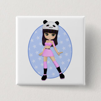 Girly Mädchendebbie-Party-Quadrat-Knopf Button