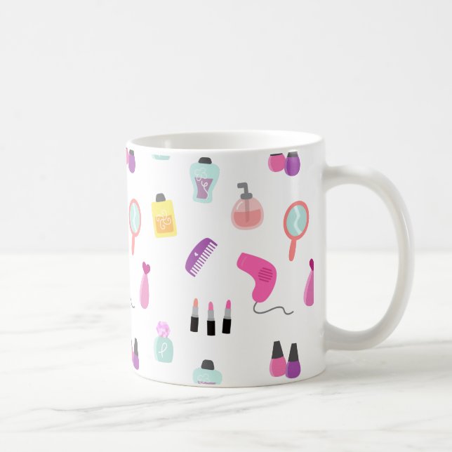 Girly Make-up, Schönheit, Pflegenmuster Kaffeetasse (Rechts)