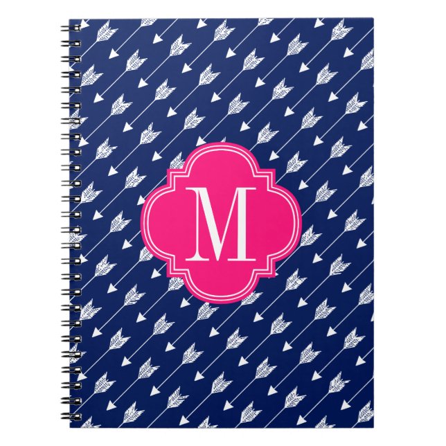 Girly Marine u. rosa Pfeile kundenspezifisch Notizblock (Vorderseite)