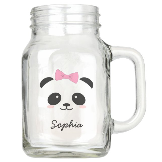 girly Maurerglas des personalisierten Tierpandas Einmachglas (Vorderseite)