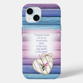 Girly Mauve Blue Wood Heart Watercolor Bee Bible Case-Mate iPhone Hülle