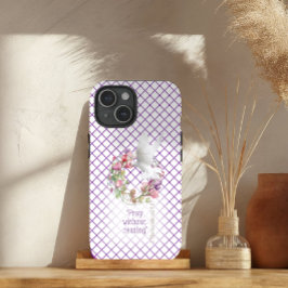 Girly Mauve White Line Matrix Sweet Pea Bible Case-Mate iPhone Hülle