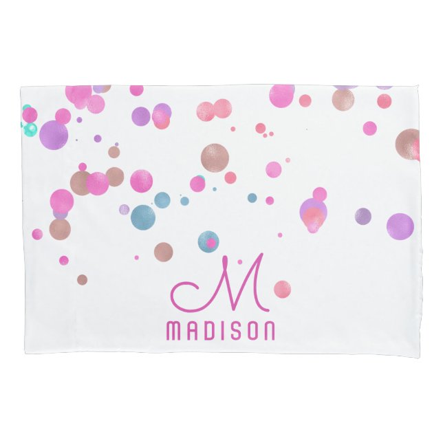 Girly Mermaid Glitzer & Foil Confetti Monogram Kissenbezug (Vorderseite)