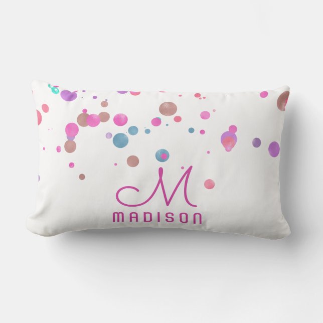 Girly Mermaid Glitzer & Foil Confetti Monogram Lendenkissen (Vorderseite)