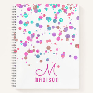 Girly Mermaid Glitzer & Foil Confetti Monogram Notizbuch