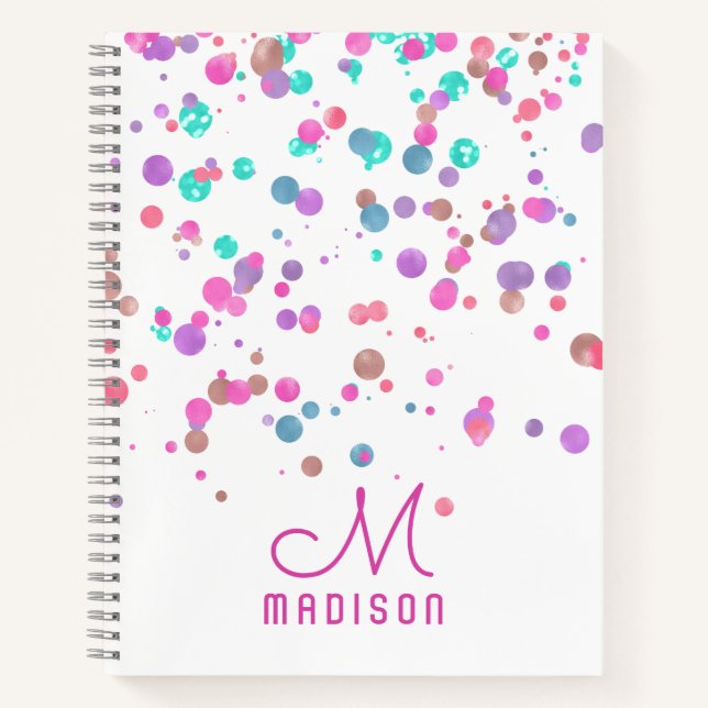 Girly Mermaid Glitzer & Foil Confetti Monogram Notizbuch (Vorderseite)