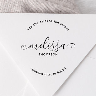 Girly Minimalistisch Elegante Script-Rücksendeadre Permastempel