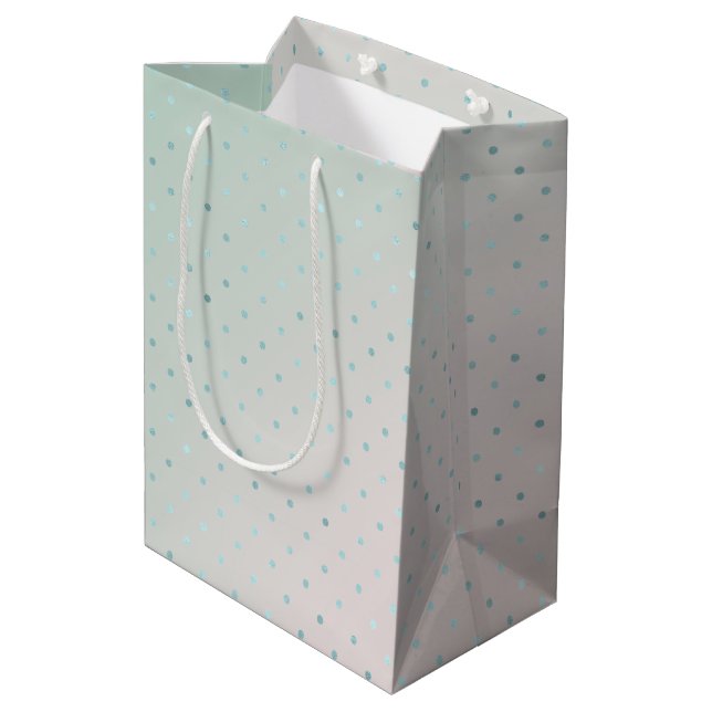Girly Mint Aqua Peach Glam        DotsMittleres Ge Mittlere Geschenktüte (Rückseite Schrägansicht)