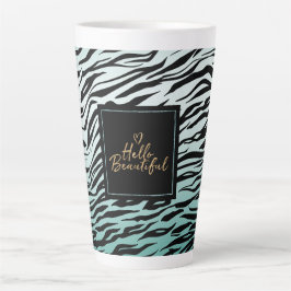 Girly Mint Black Zebra Print Ombre Hallo schön Milchtasse