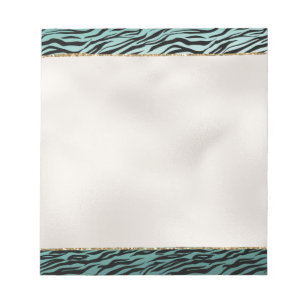 Girly Mint Black Zebra Print Ombre Notizblock