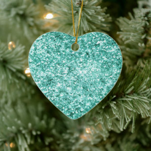 Girly Mint Glitzer Confetti Keramik Ornament