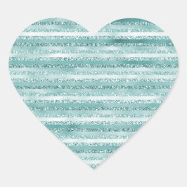 Girly Mint Glitzer Glam Streifen (Bild des Glitzer Herz-Aufkleber