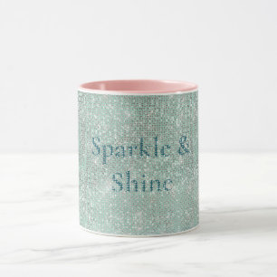 Girly Mint Glitzy Sparkle Tasse