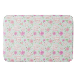 Girly Mint Gold Floral Tee Party Muster Badematte