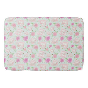 Girly Mint Gold Floral Tee Party Muster Badematte