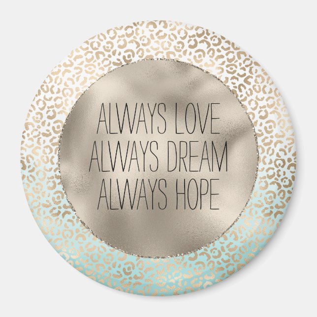 Girly Mint Gold Ombre Leopard Print Magnet (Vorne)