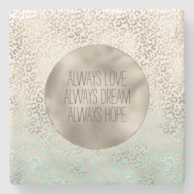 Girly Mint Gold Ombre Leopard Print Steinuntersetzer (Vorderseite)