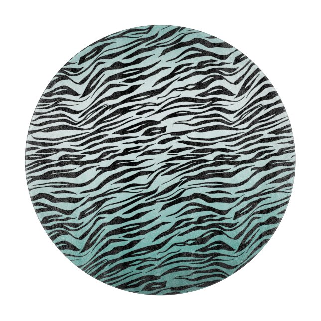 Girly Mint Ombre Black Zebra Print Schneidebrett (Vorderseite)