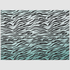 Girly Mint Ombre Black Zebra Print Seidenpapier