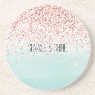 Girly Mint Ombre Glam Pink Glitzer Getränkeuntersetzer