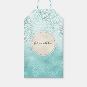 Girly Mint White Glam Leopard Print Geschenkanhänger