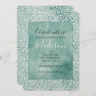 Girly Mint White Leopard Print Einladung
