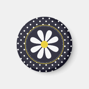 Girly Mod Daisies und Polka Dots Magnet